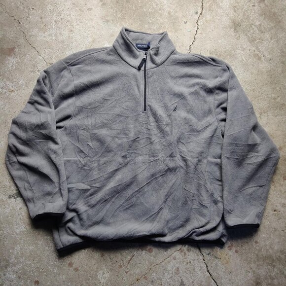 'Nautica' grey fleece quarter zip sweatshirt with kangaroo pocket men's XL - Picture 1 of 4